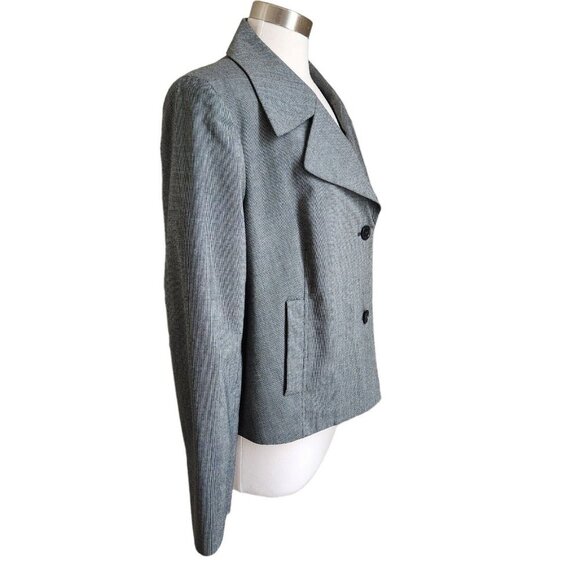 Jones New York Jones Wear‎ Cropped Blazer 16 Micro Check Black Gray Stretch - Picture 3 of 11